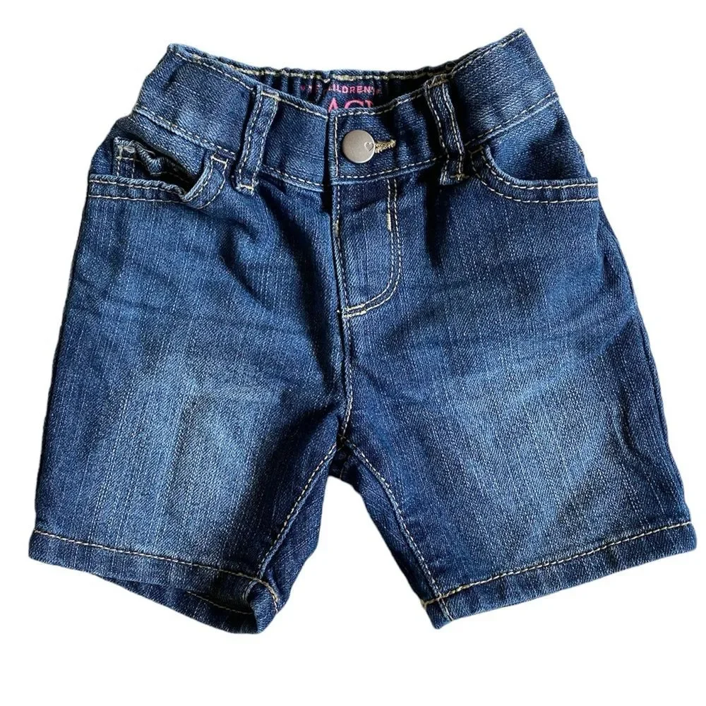 The Children's Place Toddler Girls Denim Shortie Shorts Size 12-18 M Mid Wash
